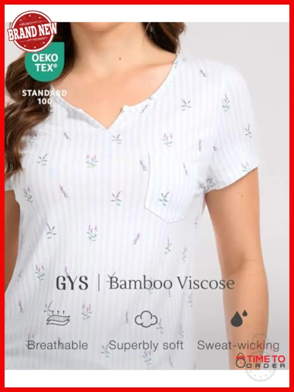 Women's Bamboo Viscose Pajama Set - Short Sleeve & Long Pants - Cooling Sleep